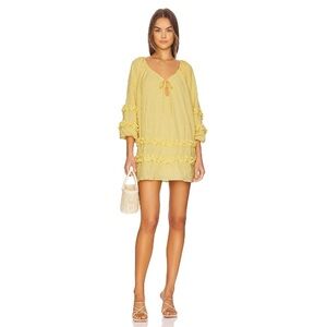 Lovers + Friends Revolve Butter Yellow Balloon Ruffle Sleeve Mini Dress LARGE